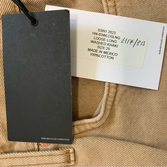 RE/DONE 70s Loose Long High Rise Wide Leg Button Fly Jeans in Washed Khaki Sz 25 - Picture 10 of 13